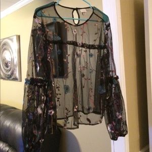 Sheer Black Flower Top